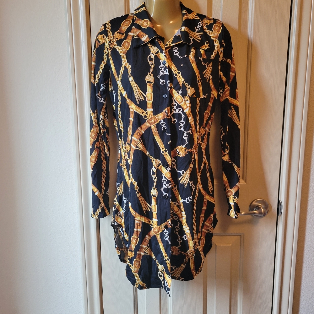 Fashion Nova Black and Gold Mini Dress